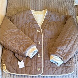 NWT Varley Drew Reversible Quilted Jacket in Sandshell and Taupe